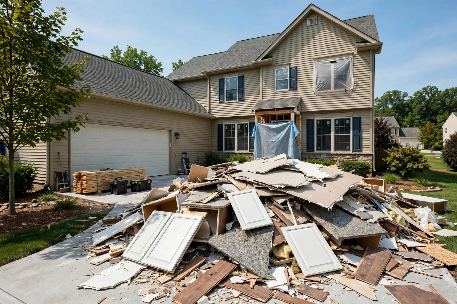 Before photo, Kitchen and Bath Remodel Debris in Wakefield, by Waldorf Junk Removal Company