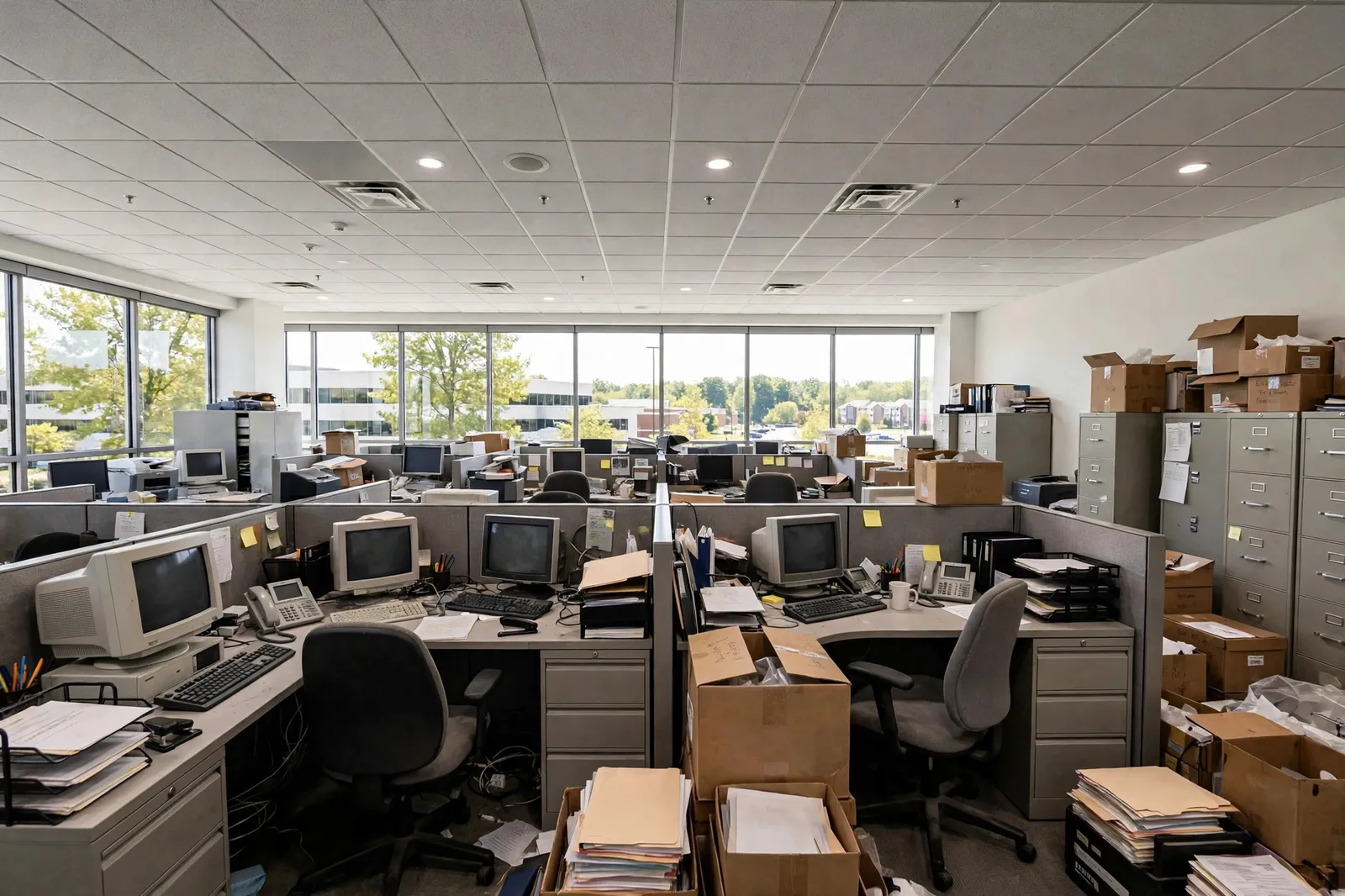 Before photo, Office Suite Cleanout in Carrington, by Waldorf Junk Removal Company