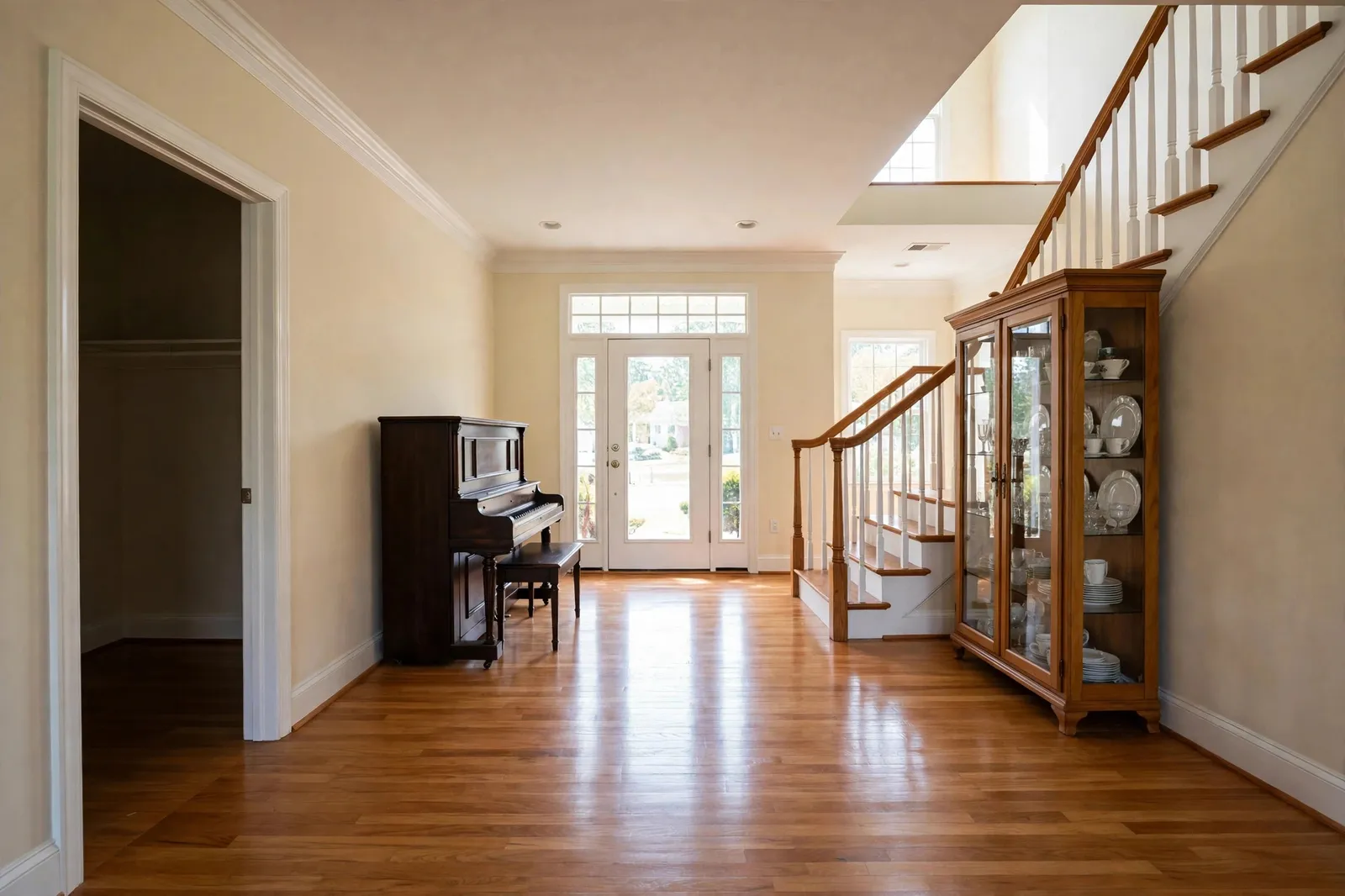 Before photo,  Upright Piano and China Cabinet Removal in Bannister, by Waldorf Junk Removal Company